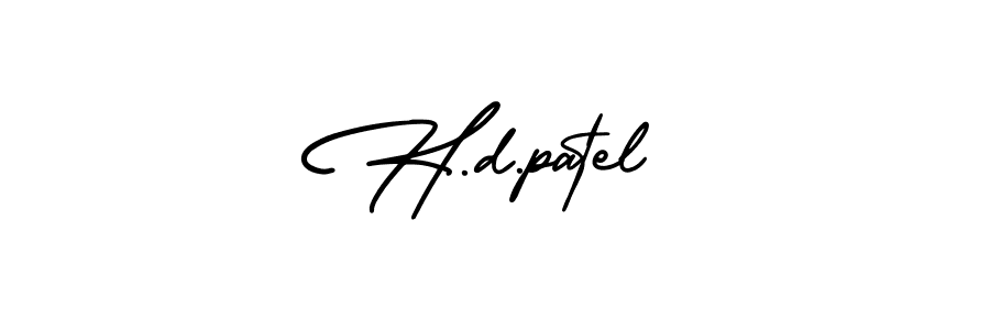 You should practise on your own different ways (AmerikaSignatureDemo-Regular) to write your name (H.d.patel) in signature. don't let someone else do it for you. H.d.patel signature style 3 images and pictures png