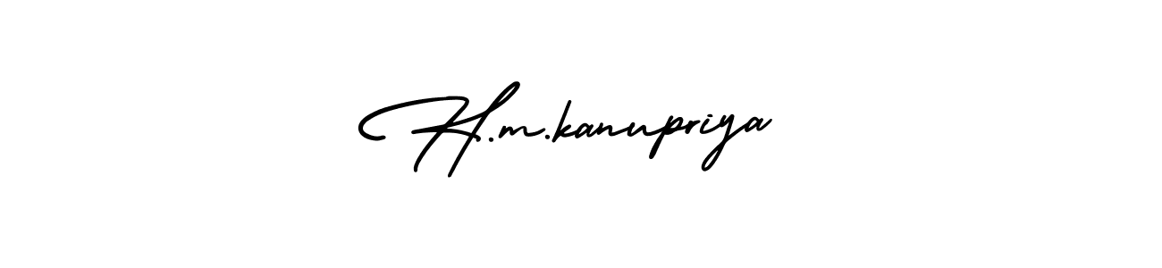 You should practise on your own different ways (AmerikaSignatureDemo-Regular) to write your name (H.m.kanupriya) in signature. don't let someone else do it for you. H.m.kanupriya signature style 3 images and pictures png