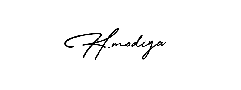 The best way (AmerikaSignatureDemo-Regular) to make a short signature is to pick only two or three words in your name. The name H.modiya include a total of six letters. For converting this name. H.modiya signature style 3 images and pictures png