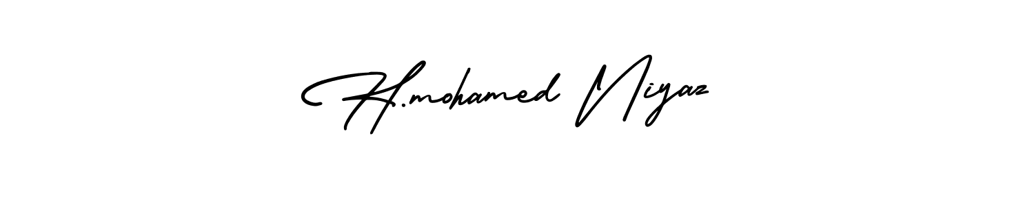 Make a beautiful signature design for name H.mohamed Niyaz. With this signature (AmerikaSignatureDemo-Regular) style, you can create a handwritten signature for free. H.mohamed Niyaz signature style 3 images and pictures png