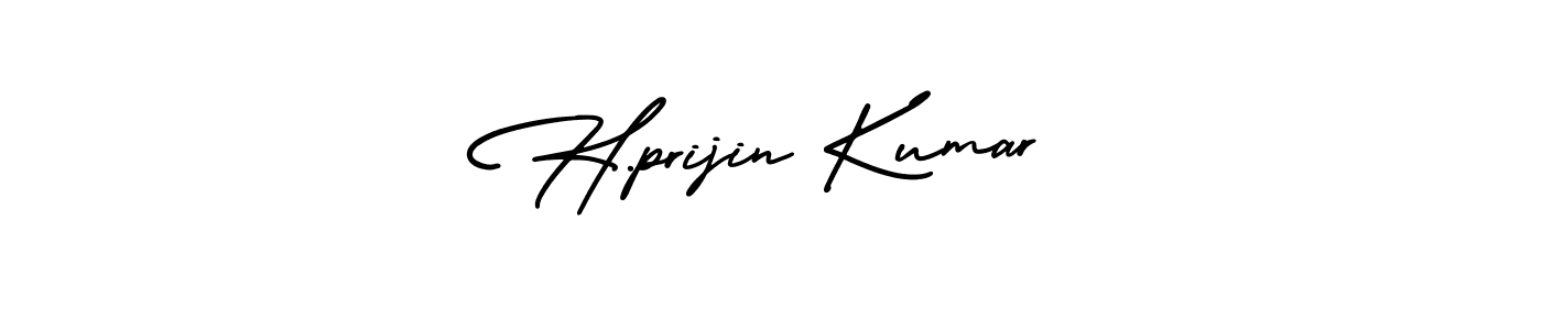 The best way (AmerikaSignatureDemo-Regular) to make a short signature is to pick only two or three words in your name. The name H.prijin Kumar include a total of six letters. For converting this name. H.prijin Kumar signature style 3 images and pictures png