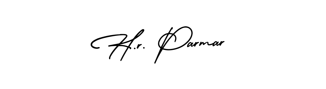 How to make H.r. Parmar name signature. Use AmerikaSignatureDemo-Regular style for creating short signs online. This is the latest handwritten sign. H.r. Parmar signature style 3 images and pictures png