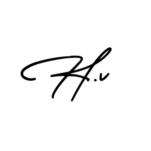 H.v stylish signature style. Best Handwritten Sign (AmerikaSignatureDemo-Regular) for my name. Handwritten Signature Collection Ideas for my name H.v. H.v signature style 3 images and pictures png