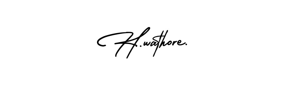 Use a signature maker to create a handwritten signature online. With this signature software, you can design (AmerikaSignatureDemo-Regular) your own signature for name H.wathore.. H.wathore. signature style 3 images and pictures png