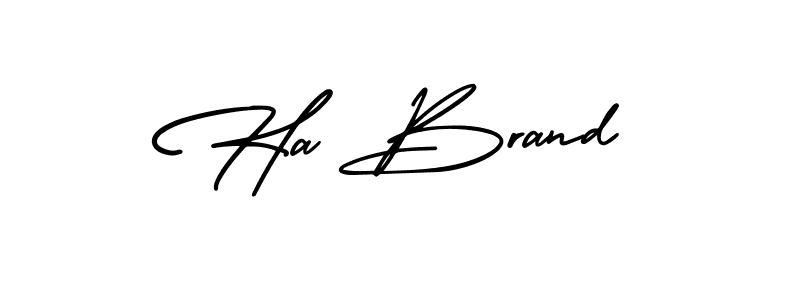 How to make Ha Brand name signature. Use AmerikaSignatureDemo-Regular style for creating short signs online. This is the latest handwritten sign. Ha Brand signature style 3 images and pictures png