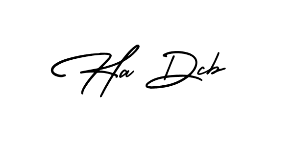 How to make Ha Dcb name signature. Use AmerikaSignatureDemo-Regular style for creating short signs online. This is the latest handwritten sign. Ha Dcb signature style 3 images and pictures png