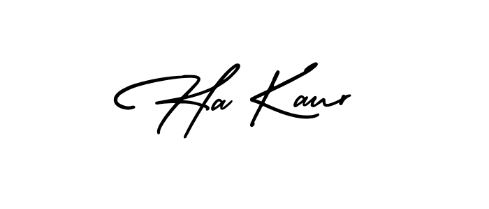 How to make Ha Kaur name signature. Use AmerikaSignatureDemo-Regular style for creating short signs online. This is the latest handwritten sign. Ha Kaur signature style 3 images and pictures png