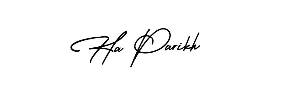 Similarly AmerikaSignatureDemo-Regular is the best handwritten signature design. Signature creator online .You can use it as an online autograph creator for name Ha Parikh. Ha Parikh signature style 3 images and pictures png