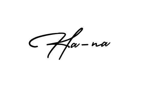 Ha-na stylish signature style. Best Handwritten Sign (AmerikaSignatureDemo-Regular) for my name. Handwritten Signature Collection Ideas for my name Ha-na. Ha-na signature style 3 images and pictures png