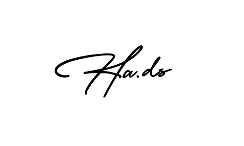 The best way (AmerikaSignatureDemo-Regular) to make a short signature is to pick only two or three words in your name. The name Ha.ds include a total of six letters. For converting this name. Ha.ds signature style 3 images and pictures png