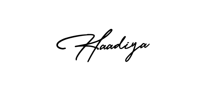 It looks lik you need a new signature style for name Haadiya. Design unique handwritten (AmerikaSignatureDemo-Regular) signature with our free signature maker in just a few clicks. Haadiya signature style 3 images and pictures png