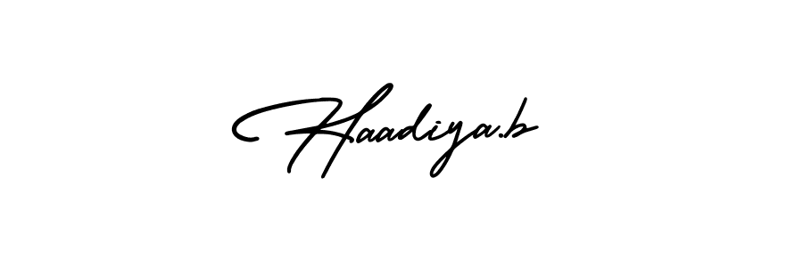 Make a beautiful signature design for name Haadiya.b. With this signature (AmerikaSignatureDemo-Regular) style, you can create a handwritten signature for free. Haadiya.b signature style 3 images and pictures png