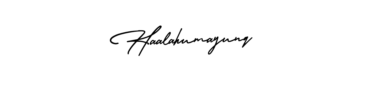 How to make Haalahumayunq name signature. Use AmerikaSignatureDemo-Regular style for creating short signs online. This is the latest handwritten sign. Haalahumayunq signature style 3 images and pictures png