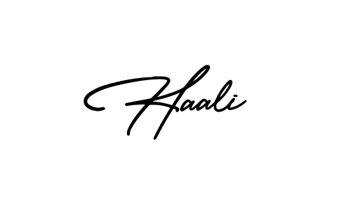 Use a signature maker to create a handwritten signature online. With this signature software, you can design (AmerikaSignatureDemo-Regular) your own signature for name Haali. Haali signature style 3 images and pictures png
