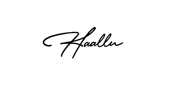 How to make Haallu name signature. Use AmerikaSignatureDemo-Regular style for creating short signs online. This is the latest handwritten sign. Haallu signature style 3 images and pictures png