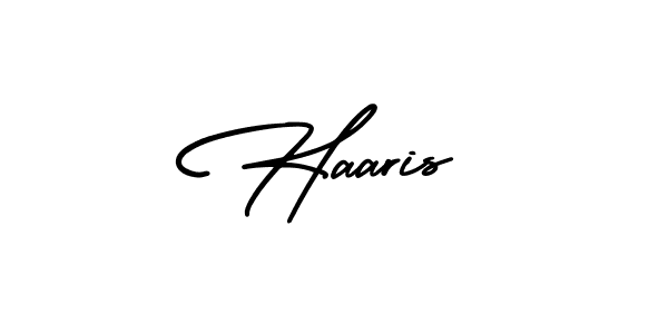 The best way (AmerikaSignatureDemo-Regular) to make a short signature is to pick only two or three words in your name. The name Haaris include a total of six letters. For converting this name. Haaris signature style 3 images and pictures png