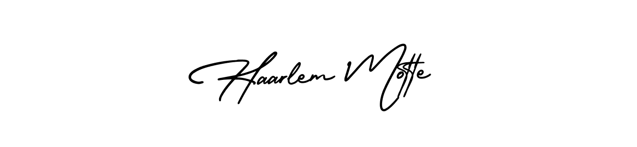 Create a beautiful signature design for name Haarlem Motte. With this signature (AmerikaSignatureDemo-Regular) fonts, you can make a handwritten signature for free. Haarlem Motte signature style 3 images and pictures png