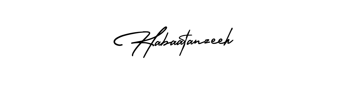 How to make Habaatanzeeh name signature. Use AmerikaSignatureDemo-Regular style for creating short signs online. This is the latest handwritten sign. Habaatanzeeh signature style 3 images and pictures png