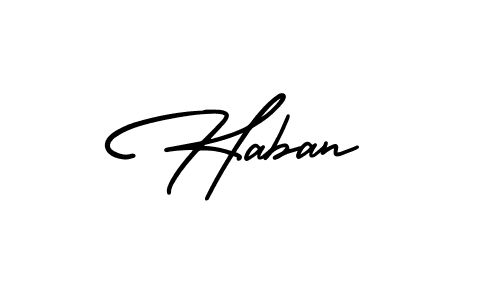 How to make Haban name signature. Use AmerikaSignatureDemo-Regular style for creating short signs online. This is the latest handwritten sign. Haban signature style 3 images and pictures png