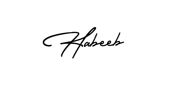 You should practise on your own different ways (AmerikaSignatureDemo-Regular) to write your name (Habeeb) in signature. don't let someone else do it for you. Habeeb signature style 3 images and pictures png