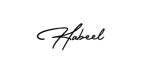 It looks lik you need a new signature style for name Habeel. Design unique handwritten (AmerikaSignatureDemo-Regular) signature with our free signature maker in just a few clicks. Habeel signature style 3 images and pictures png