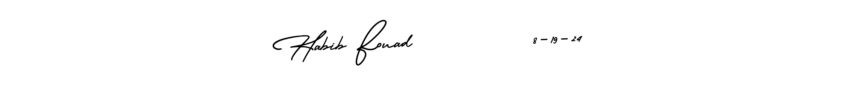 Similarly AmerikaSignatureDemo-Regular is the best handwritten signature design. Signature creator online .You can use it as an online autograph creator for name Habib Fouad           8-19-24. Habib Fouad           8-19-24 signature style 3 images and pictures png
