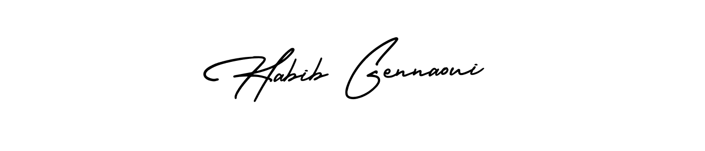 Similarly AmerikaSignatureDemo-Regular is the best handwritten signature design. Signature creator online .You can use it as an online autograph creator for name Habib Gennaoui. Habib Gennaoui signature style 3 images and pictures png