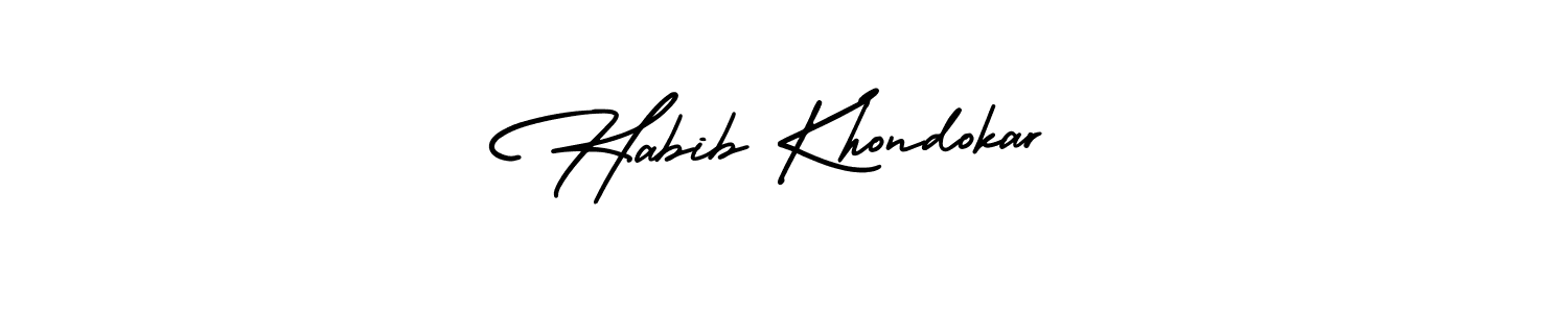 Similarly AmerikaSignatureDemo-Regular is the best handwritten signature design. Signature creator online .You can use it as an online autograph creator for name Habib Khondokar. Habib Khondokar signature style 3 images and pictures png