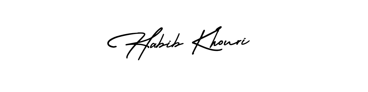 You should practise on your own different ways (AmerikaSignatureDemo-Regular) to write your name (Habib Khouri) in signature. don't let someone else do it for you. Habib Khouri signature style 3 images and pictures png