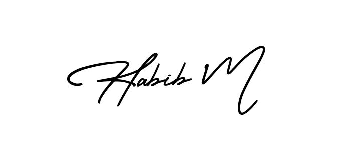 The best way (AmerikaSignatureDemo-Regular) to make a short signature is to pick only two or three words in your name. The name Habib M include a total of six letters. For converting this name. Habib M signature style 3 images and pictures png