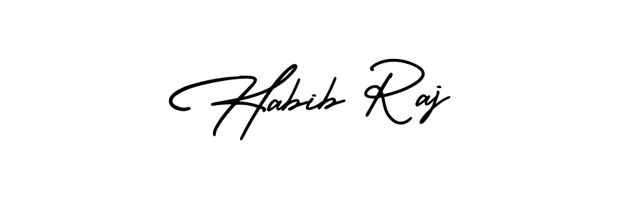 Use a signature maker to create a handwritten signature online. With this signature software, you can design (AmerikaSignatureDemo-Regular) your own signature for name Habib Raj. Habib Raj signature style 3 images and pictures png