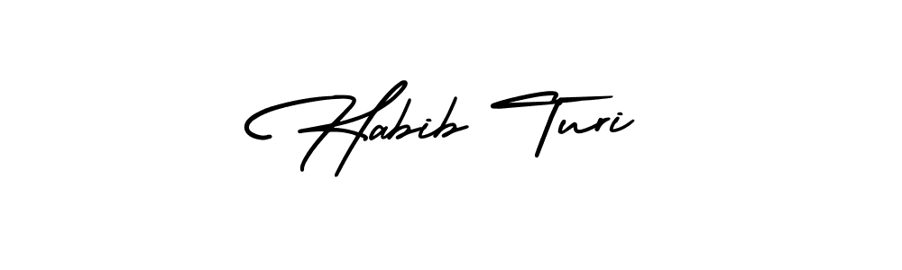 Use a signature maker to create a handwritten signature online. With this signature software, you can design (AmerikaSignatureDemo-Regular) your own signature for name Habib Turi. Habib Turi signature style 3 images and pictures png