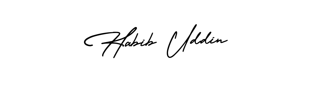 You should practise on your own different ways (AmerikaSignatureDemo-Regular) to write your name (Habib Uddin) in signature. don't let someone else do it for you. Habib Uddin signature style 3 images and pictures png