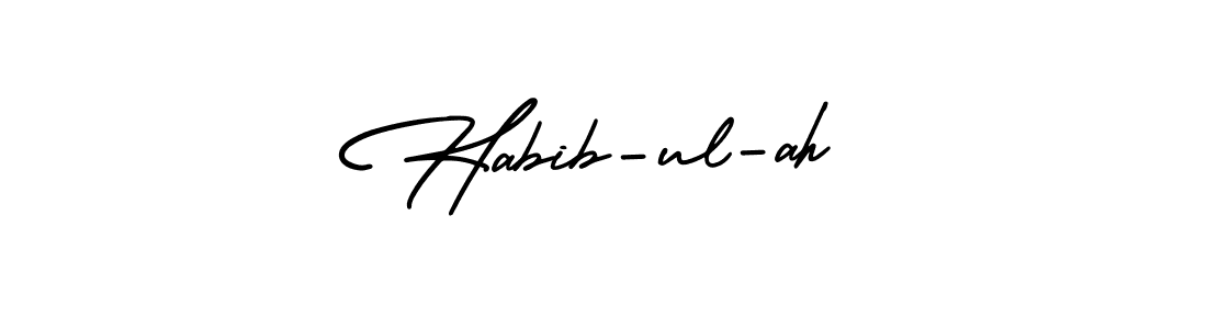 The best way (AmerikaSignatureDemo-Regular) to make a short signature is to pick only two or three words in your name. The name Habib-ul-ah include a total of six letters. For converting this name. Habib-ul-ah signature style 3 images and pictures png