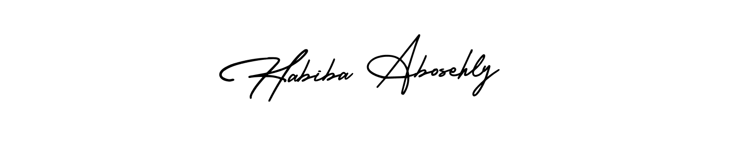 Also You can easily find your signature by using the search form. We will create Habiba Abosehly name handwritten signature images for you free of cost using AmerikaSignatureDemo-Regular sign style. Habiba Abosehly signature style 3 images and pictures png