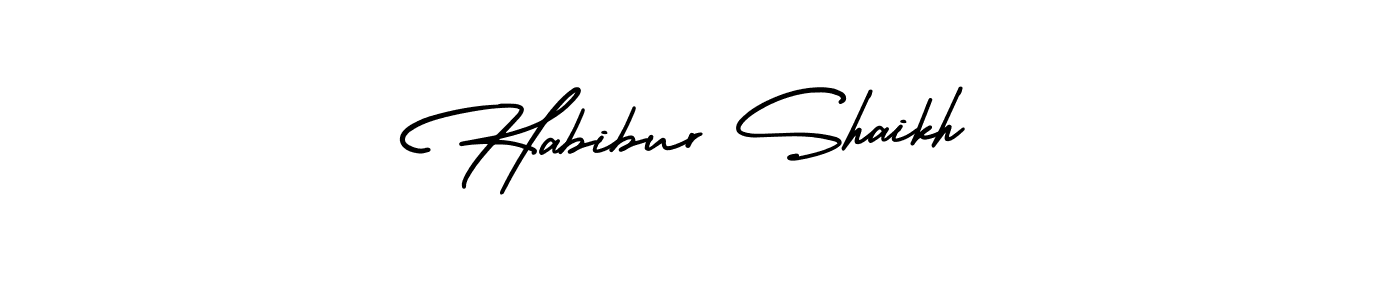 You should practise on your own different ways (AmerikaSignatureDemo-Regular) to write your name (Habibur Shaikh) in signature. don't let someone else do it for you. Habibur Shaikh signature style 3 images and pictures png