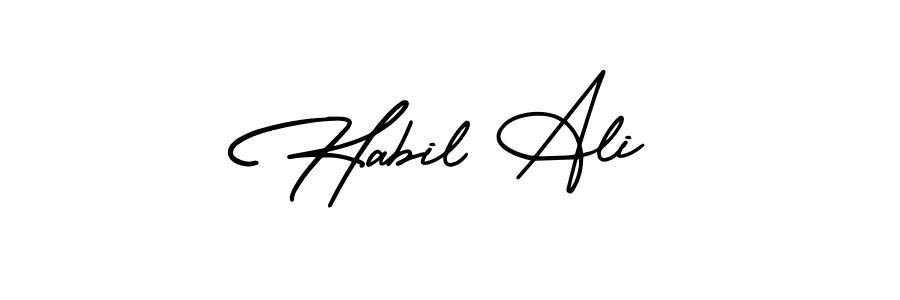 Habil Ali stylish signature style. Best Handwritten Sign (AmerikaSignatureDemo-Regular) for my name. Handwritten Signature Collection Ideas for my name Habil Ali. Habil Ali signature style 3 images and pictures png