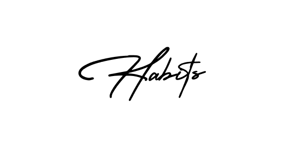 It looks lik you need a new signature style for name Habits. Design unique handwritten (AmerikaSignatureDemo-Regular) signature with our free signature maker in just a few clicks. Habits signature style 3 images and pictures png