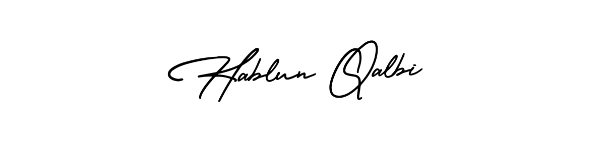 Also You can easily find your signature by using the search form. We will create Hablun Qalbi name handwritten signature images for you free of cost using AmerikaSignatureDemo-Regular sign style. Hablun Qalbi signature style 3 images and pictures png