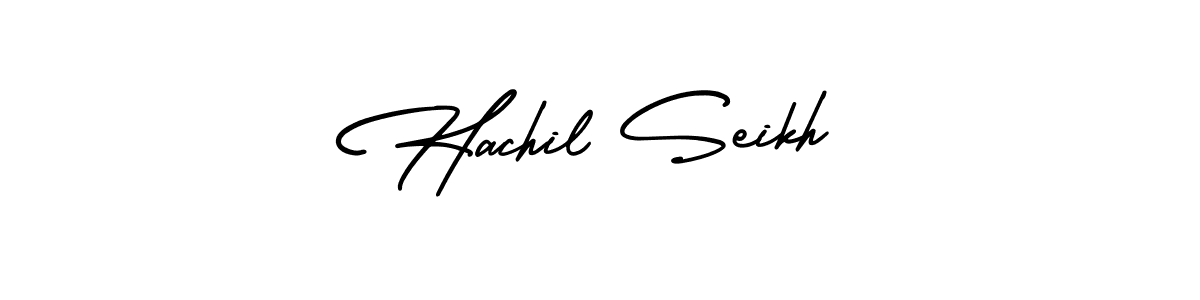 if you are searching for the best signature style for your name Hachil Seikh. so please give up your signature search. here we have designed multiple signature styles  using AmerikaSignatureDemo-Regular. Hachil Seikh signature style 3 images and pictures png