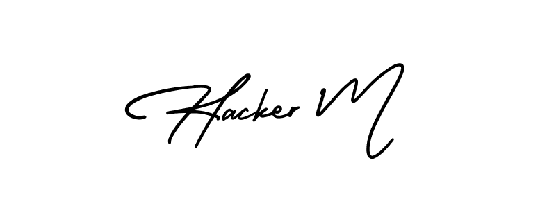 Hacker M stylish signature style. Best Handwritten Sign (AmerikaSignatureDemo-Regular) for my name. Handwritten Signature Collection Ideas for my name Hacker M. Hacker M signature style 3 images and pictures png
