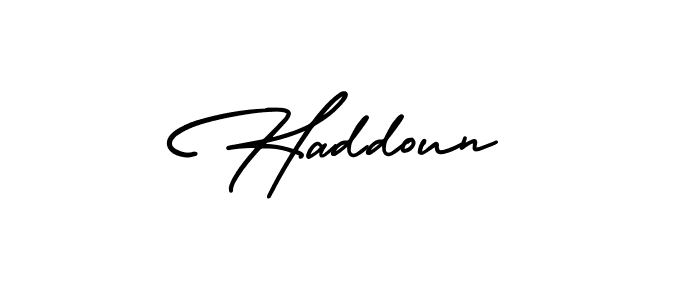 How to make Haddoun name signature. Use AmerikaSignatureDemo-Regular style for creating short signs online. This is the latest handwritten sign. Haddoun signature style 3 images and pictures png