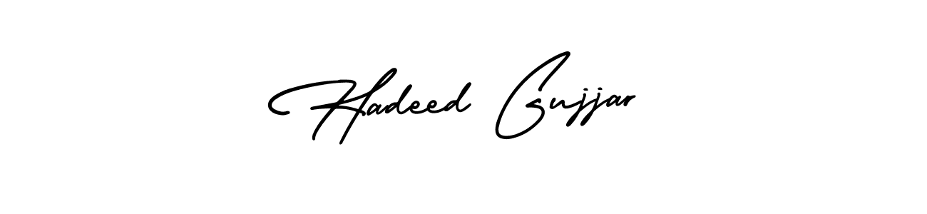 if you are searching for the best signature style for your name Hadeed Gujjar. so please give up your signature search. here we have designed multiple signature styles  using AmerikaSignatureDemo-Regular. Hadeed Gujjar signature style 3 images and pictures png