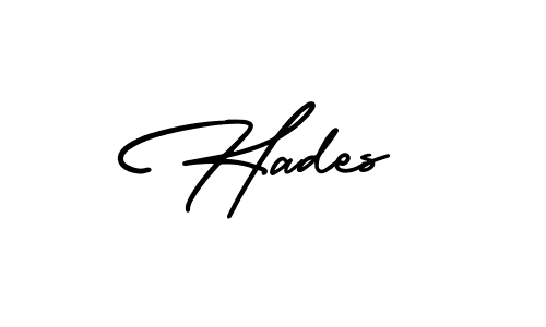 You should practise on your own different ways (AmerikaSignatureDemo-Regular) to write your name (Hades) in signature. don't let someone else do it for you. Hades signature style 3 images and pictures png