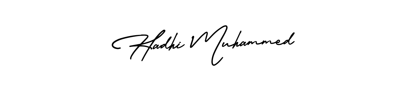 The best way (AmerikaSignatureDemo-Regular) to make a short signature is to pick only two or three words in your name. The name Hadhi Muhammed include a total of six letters. For converting this name. Hadhi Muhammed signature style 3 images and pictures png