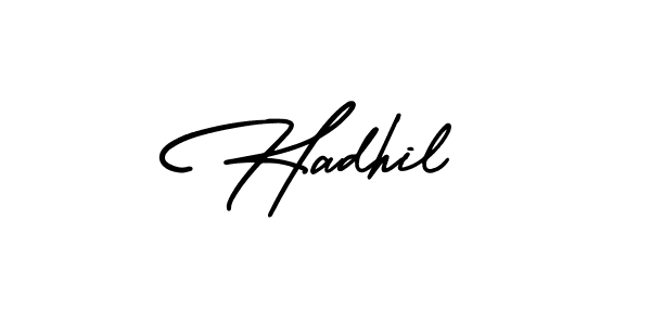 Use a signature maker to create a handwritten signature online. With this signature software, you can design (AmerikaSignatureDemo-Regular) your own signature for name Hadhil. Hadhil signature style 3 images and pictures png