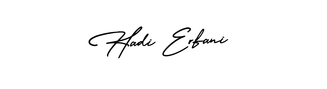 The best way (AmerikaSignatureDemo-Regular) to make a short signature is to pick only two or three words in your name. The name Hadi Erfani include a total of six letters. For converting this name. Hadi Erfani signature style 3 images and pictures png