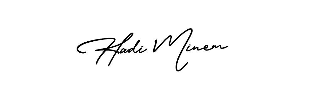Hadi Minem stylish signature style. Best Handwritten Sign (AmerikaSignatureDemo-Regular) for my name. Handwritten Signature Collection Ideas for my name Hadi Minem. Hadi Minem signature style 3 images and pictures png