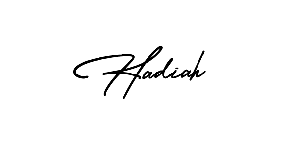 Hadiah stylish signature style. Best Handwritten Sign (AmerikaSignatureDemo-Regular) for my name. Handwritten Signature Collection Ideas for my name Hadiah. Hadiah signature style 3 images and pictures png