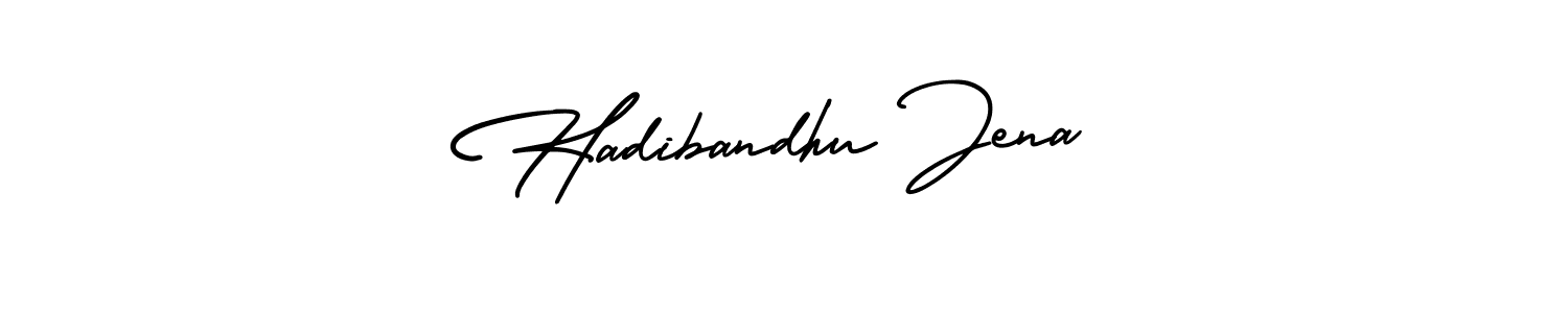 The best way (AmerikaSignatureDemo-Regular) to make a short signature is to pick only two or three words in your name. The name Hadibandhu Jena include a total of six letters. For converting this name. Hadibandhu Jena signature style 3 images and pictures png